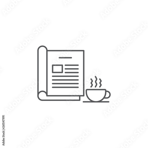 open magazine and coffee icon vector isolated on white background