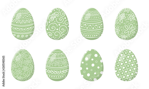 Set of hand drawn Easter eggs. Vector