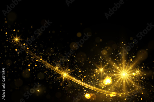 abstract background with golden lights and sparkles