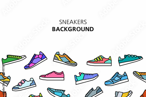 Sneakers background. isolated on white background