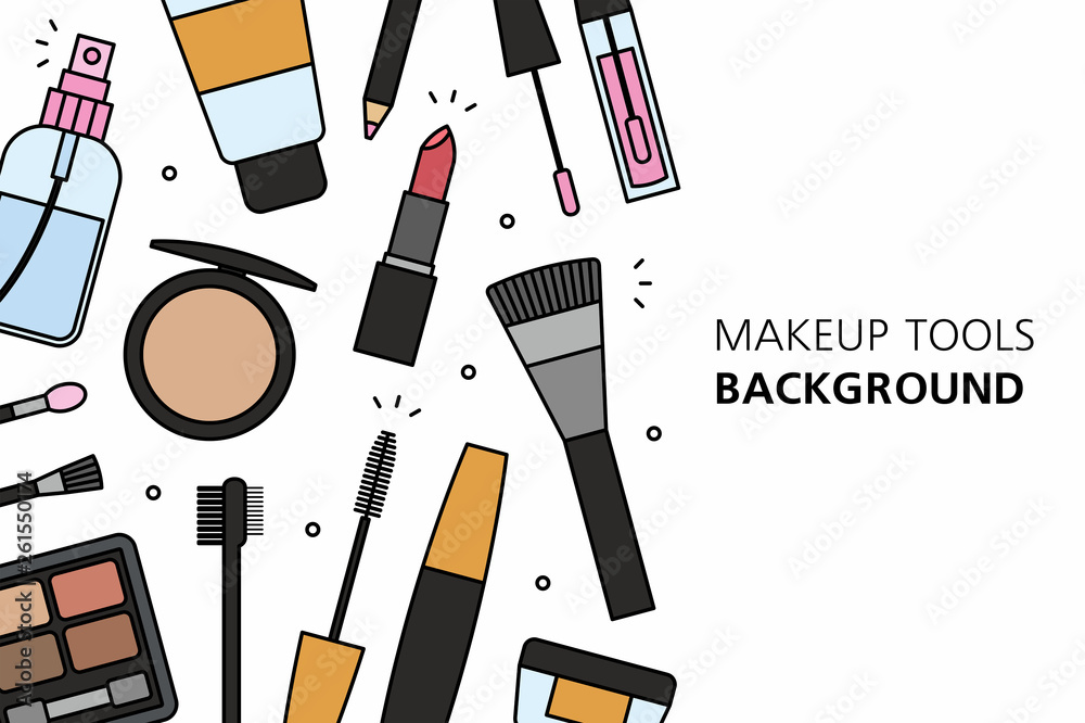 Makeup tools background. isolated on white background Makeup tools background. isolated on white background