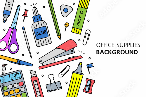 Office Supplies background. isolated on white background