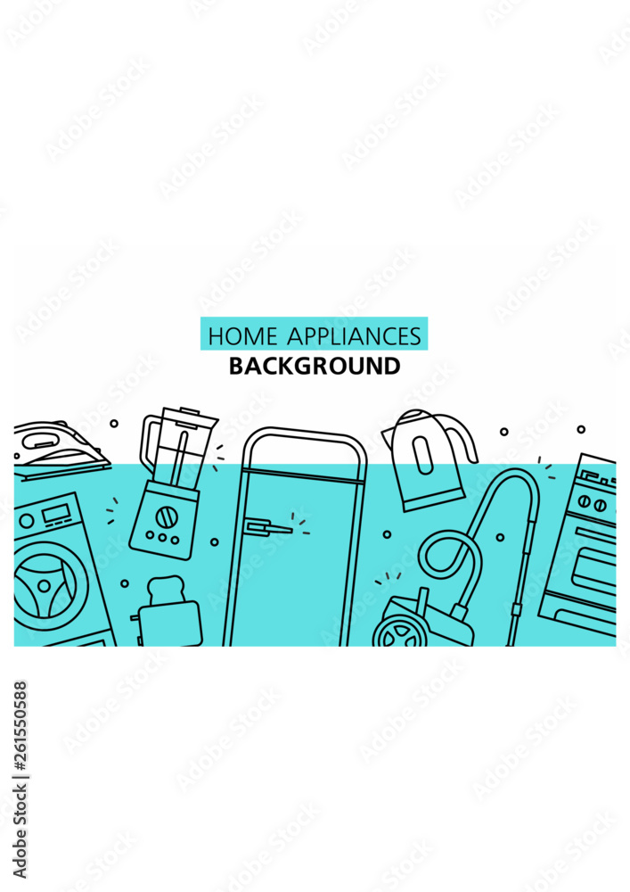Home Appliances background. isolated on white background Stock Vector