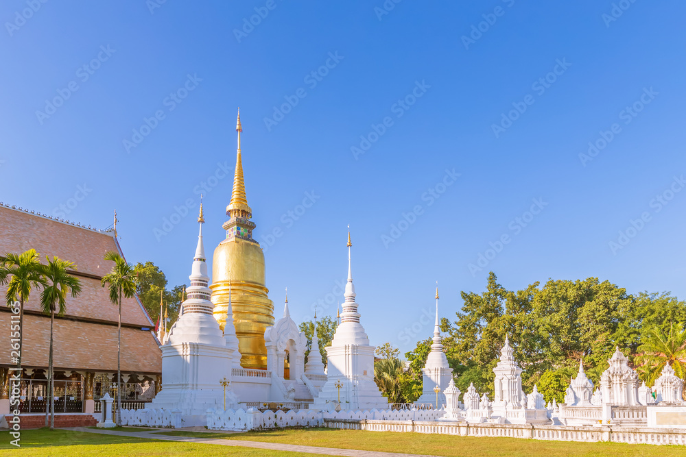 Naklejka premium Pagodas at Wat Suan Dok Temple in Chiang Mai, North of Thailand