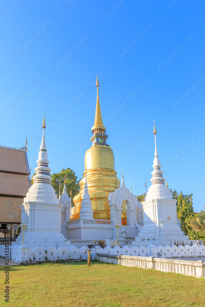 Naklejka premium Pagodas at Wat Suan Dok Temple in Chiang Mai, North of Thailand
