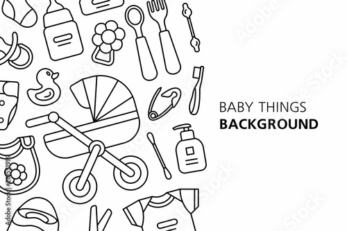 Baby things background. isolated on white background
