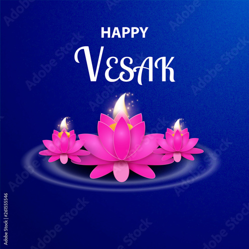 Illustration of Happy Vesak Day or Buddha Purnima background.