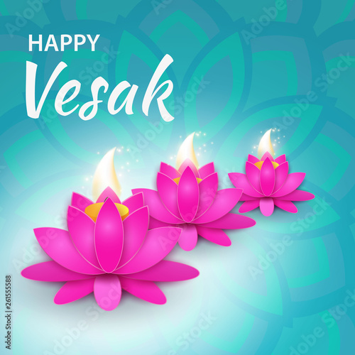 Illustration of Happy Vesak Day or Buddha Purnima background.