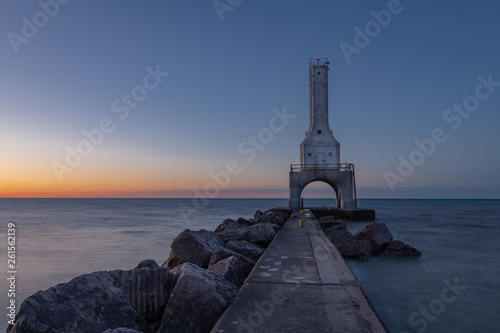 Port Washington Lighthouse on Lake Michigan at Sunrise