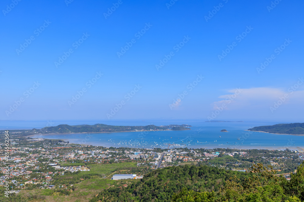 Fototapeta premium Phuket aerial scenic view blue sky sunny day