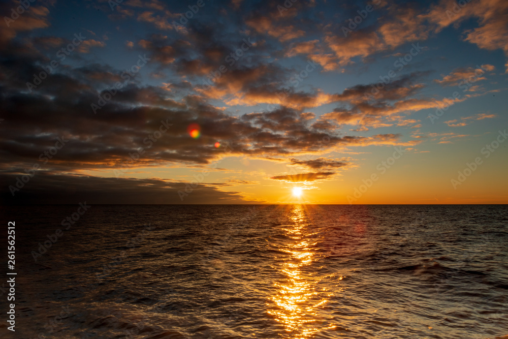 Colorful sunrise on Lake Michigan in Milwaukee, Wisconsin