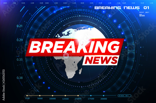 Design background for breaking news. Modern futuristic template for news on blue background. Vector