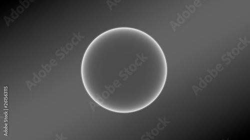 3D illustration of a perfect glowing sphere of gray against a gray gradient. Optical illusion. 3D rendering of a beautiful geometric object.
