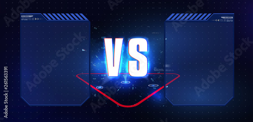 	 VS Versus Blue and red Futuristic design. Battle headline template. Futuristic abstract technology background. Vector 