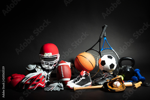 Fototapeta Naklejka Na Ścianę i Meble -  Close-up Of Sport Balls And Equipment