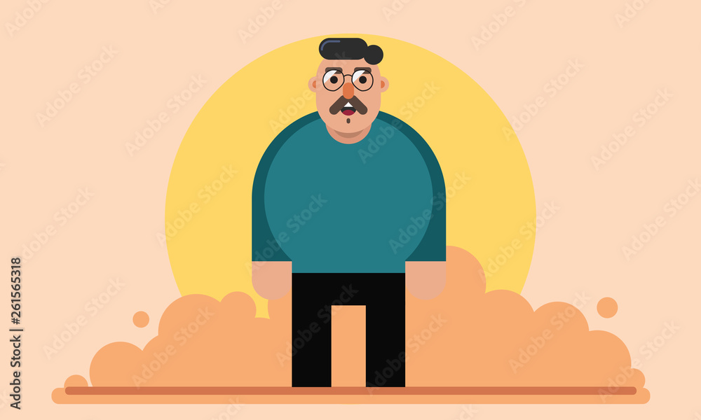 illustrated Man character. Character for animation. Funny cartoon part of series