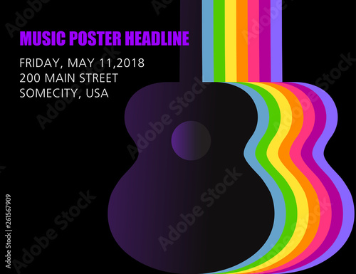 A unique, unusual and clever guitar poster in rainbow colors 