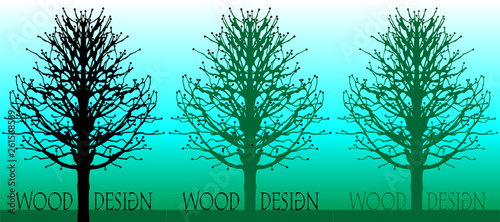 Illustration of a stylized silhouette of a tree in different colors