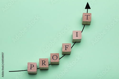 Wooden Blocks With The Word Profit Arranged On Increasing Graph