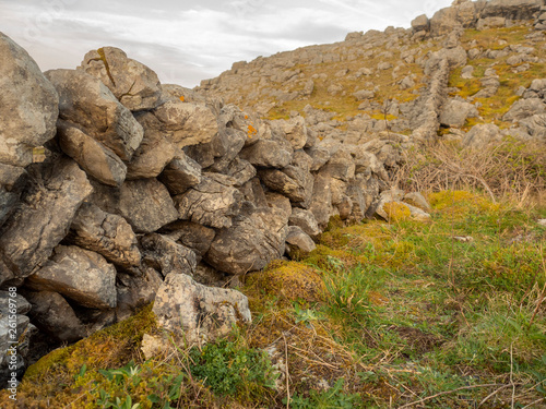 Traditional stone fence in Ireland, Burren national park,