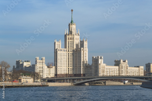 Kotelnicheskaya Embankment Building with bridge and Moskva river © anney_lier