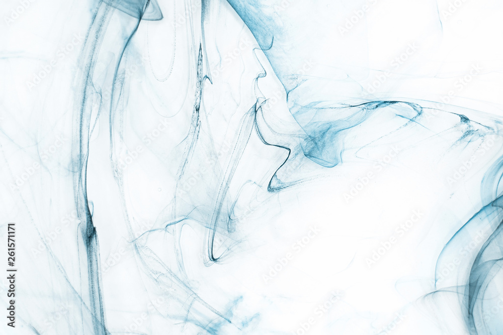 Fototapeta premium Isolated blue fog on the white background, smoky effect for photos and artworks. 