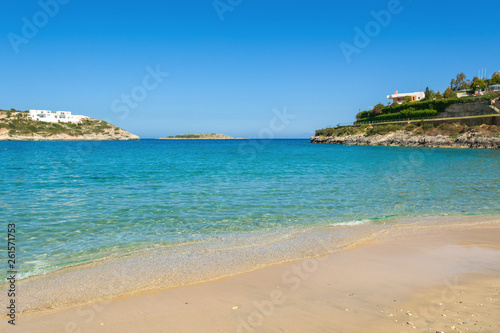 Fototapeta Naklejka Na Ścianę i Meble -  Marathi beach with fine sand and shallow calm water. West Crete, Greece