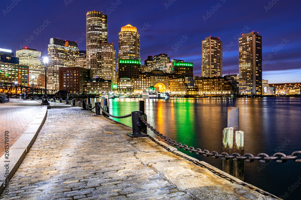 Fototapeta premium Boston Downtont night