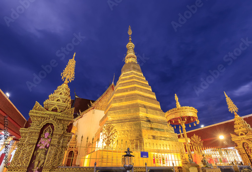 Golden pagoda for year of tiger at  Wat Prathat Cho Hae Temple in Phrae province, north of Thailand