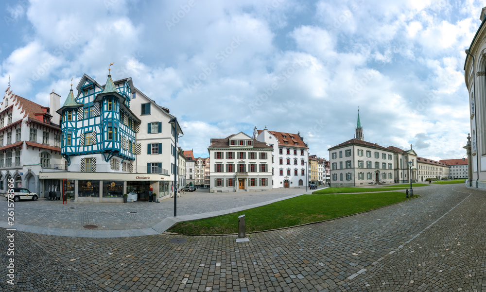 view of the historic old town in the Swiss city of Sankt Gallen