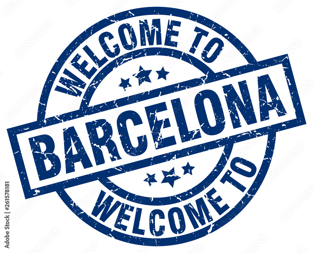 welcome to Barcelona blue stamp welcome to Barcelona blue stamp