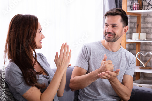 Couple Communicating With Sign Language