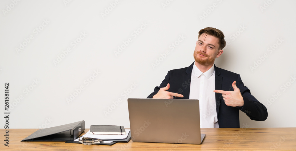 Businessman in a office proud and self-satisfied