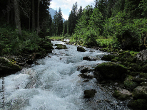 Rushing alpine river near Langwies, Switzerland photo