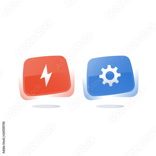 Power supply, energy efficient system, upgrade and maintenance concept, cogwheel button