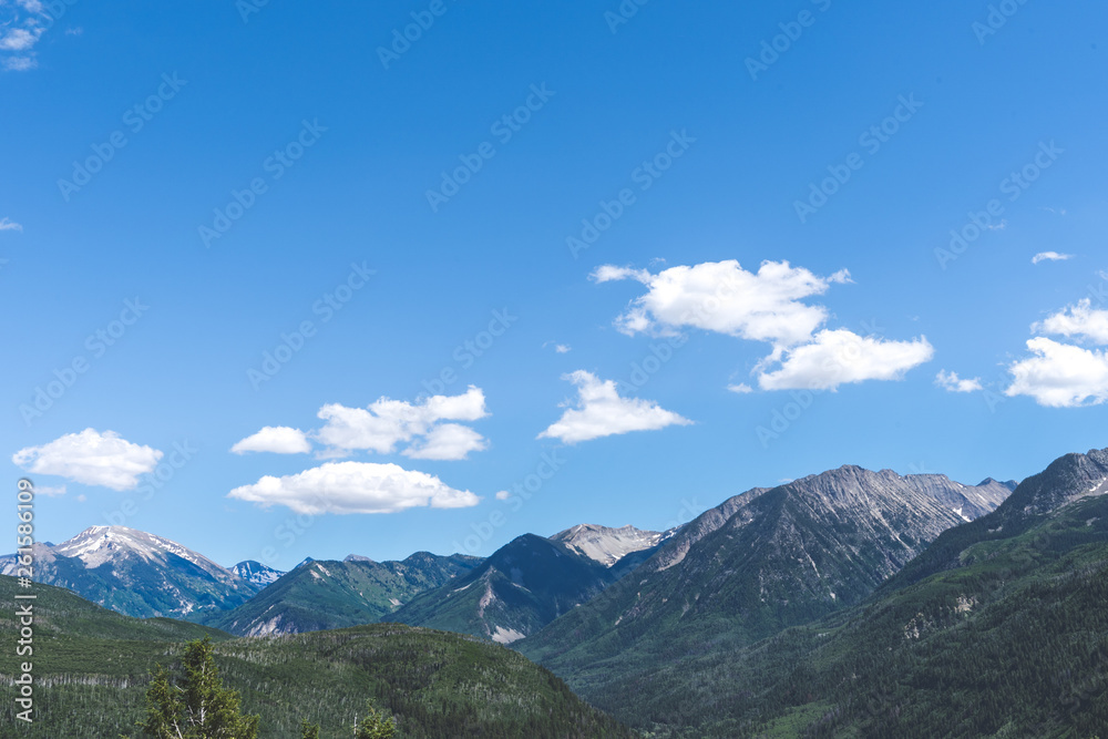 Mountains and Clouds with a Blue Sky in the Colorado Rocky Mountains