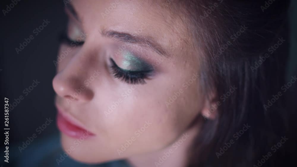 4k Model in Beauty Salon, Make-up Artist Working on Eyes 4k Model in Beauty Salon, Make-up Artist Working on Eyes