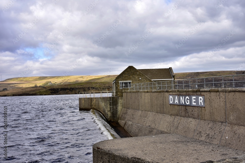 Resovoir high in the Pennines Yorkshire England February 2019