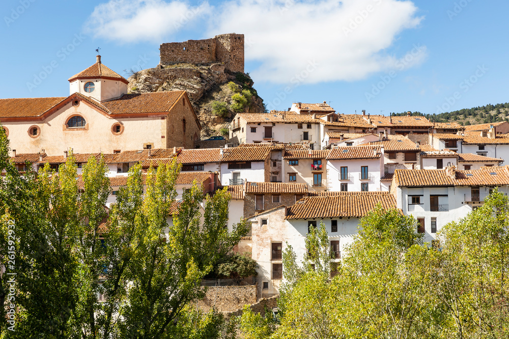 a view of Linares de Mora town, province of Teruel, Aragon, Spain