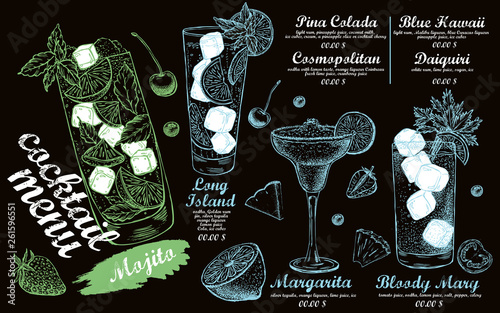 Сocktail menu design template.