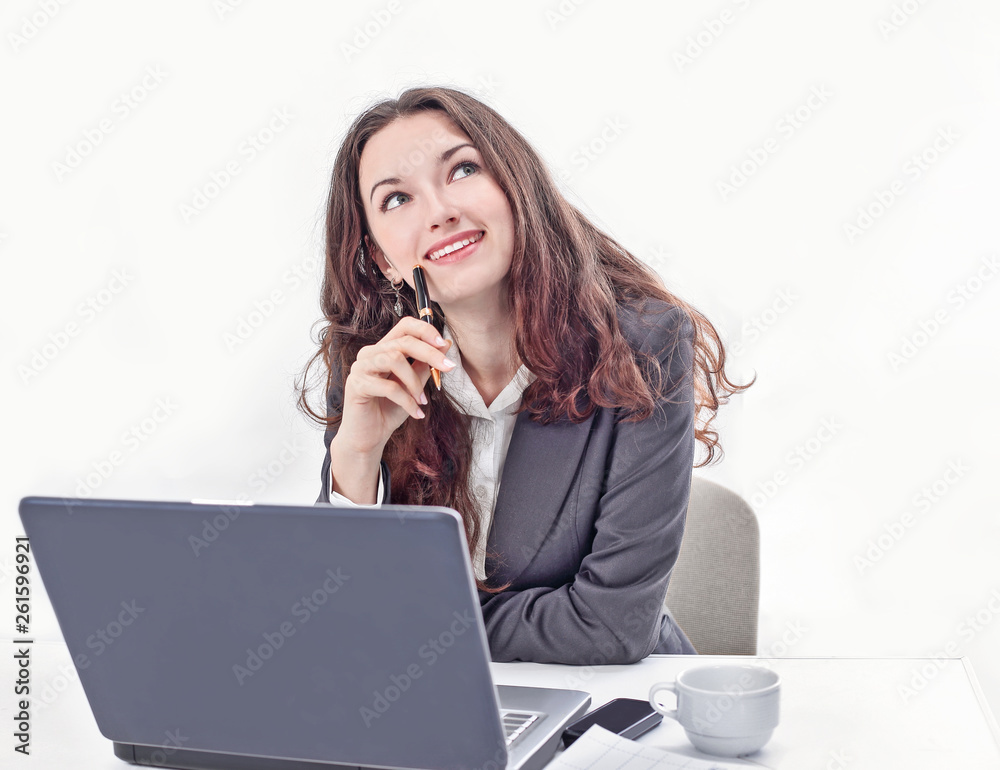portrait. Pretty business woman working at office portrait. Pretty business woman working at office