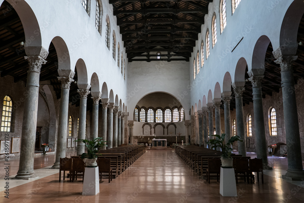 Inside the Church of San Giovanni Evangelista in Ravenna, Italy.