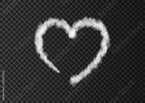 White smoke  plane  heart trail isolated on transparent background.