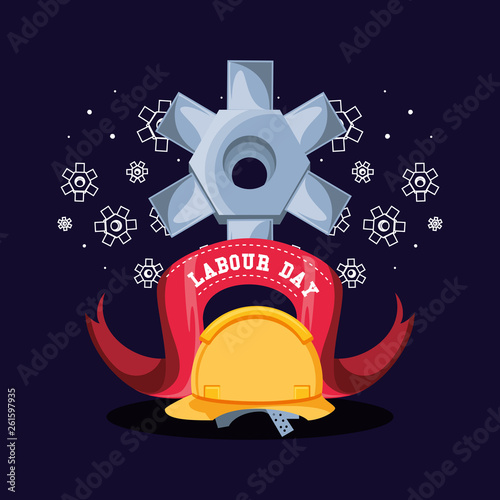 labour day with helmet security and pinion