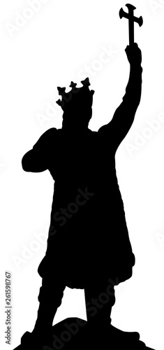  Silhouette of statue of the stefan cel mare,at Moldova   