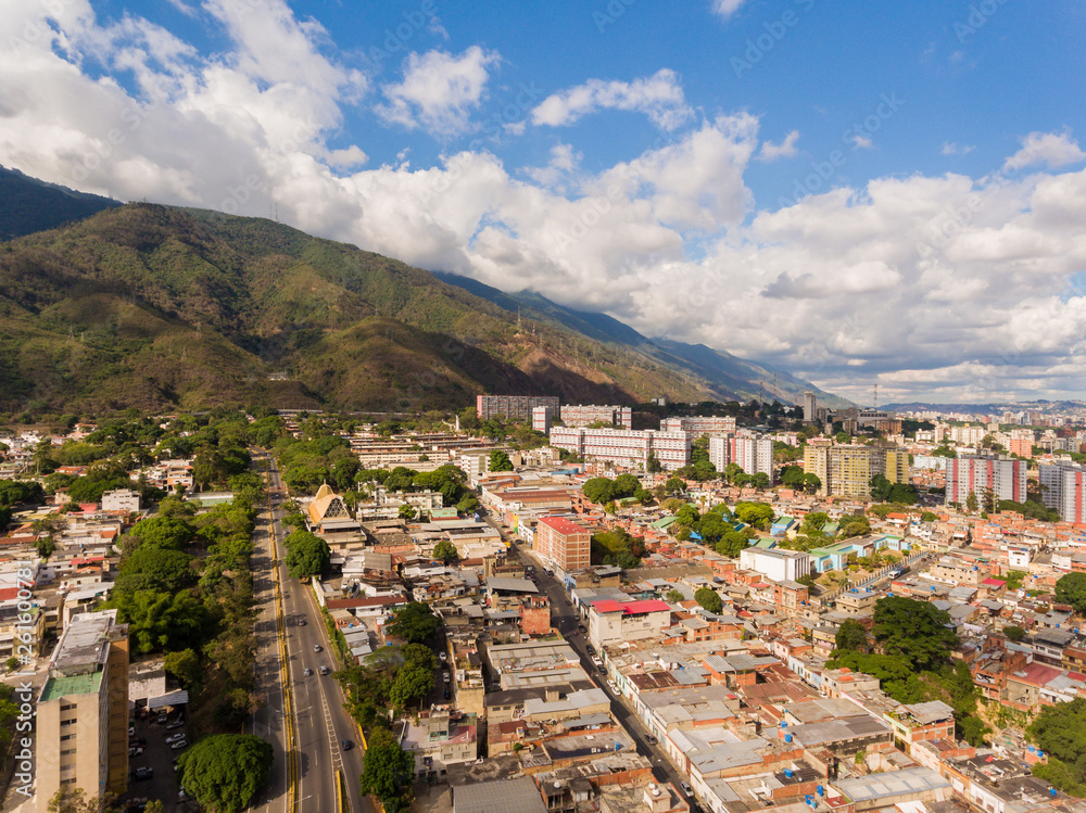 Aerial view Caracas west side on sunset