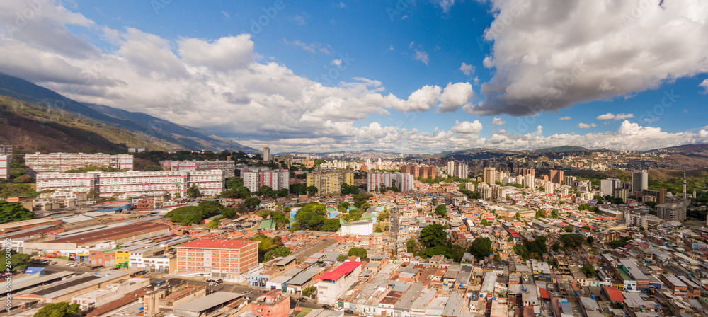 Panoramic view of Caracas city during a sunset