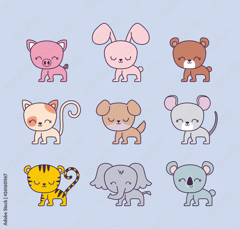 Obraz premium cute rabbit with group animals