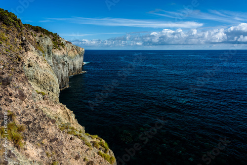seascape with cliff in terceria, view of the coastline in terceira with high cliff. seascape in azores, portugal