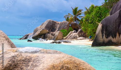 Tropical Beach Paradise at Seychelles, La Digue Island 